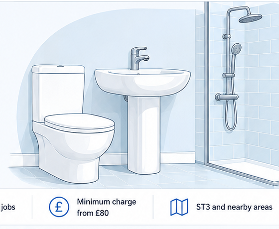 Illustration showing household plumbing fixtures