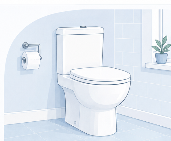Illustration of a toilet in a bathroom