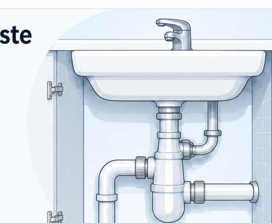 Illustration of sink waste pipework
